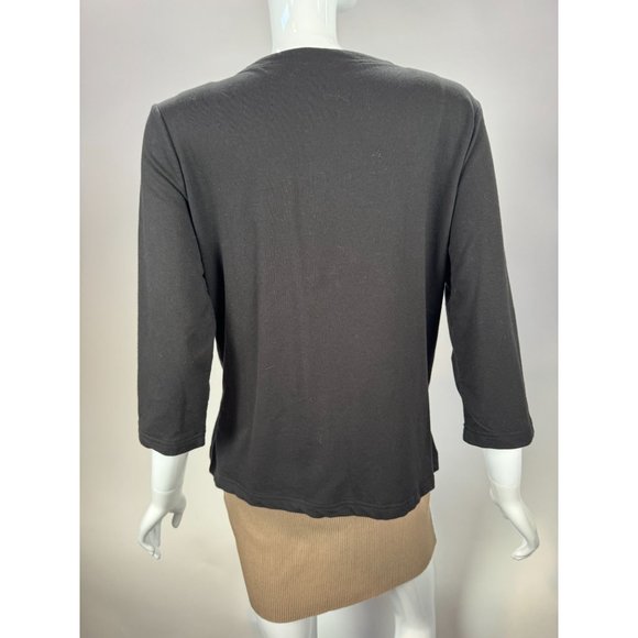 Onque Casual Vintage Skating Santa Cardigan Small Black Cotton Missing Button - Picture 14 of 16